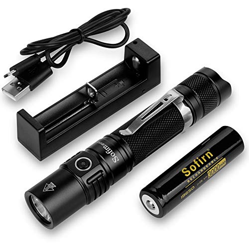 Product Cover Sofirn SP31 v2.0 Tactical Flashlight Ultra Bright Cree XPL HI LED Max 1200 Lumens, Features 5 Modes and Hidden Strobe SOS with Rechargeable 18650 Battery and USB Charger