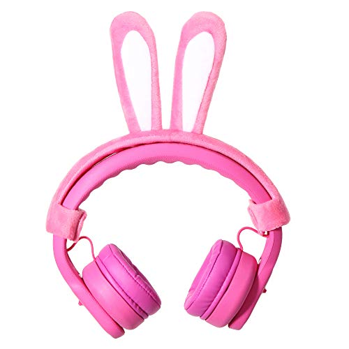 Product Cover Pink DIY Rabbit Ear Elesound On-Ear Wired Over Ear Kids Headphones Toddler Headphones with Microphone and Sharing Port Volume Limiting Girls Headphones for Kids Safe Durable Child Children Headphones