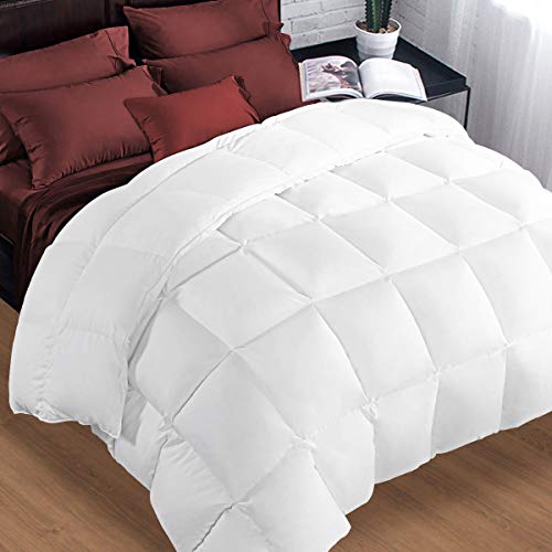 Product Cover Queen Comforter Soft Warm Goose Down Alternative Duvet Insert 2100 Quilt with Corner Tab for All Season, Prima Microfiber Filled Reversible Hotel Collection,White,88 X 88 inch