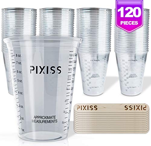Product Cover Disposable Epoxy Resin Mixing Cups Clear Plastic 10-Ounce 100-Pack for Measuring Paint Epoxy Resin Art Supplies - Graduated Measurements in ML and OZ