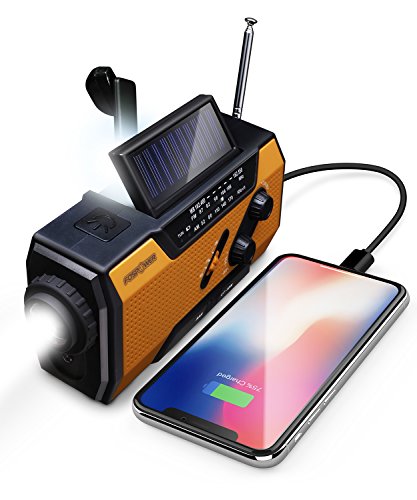 Product Cover FosPower Emergency Solar Hand Crank Portable Radio, NOAA Weather Radio for Household and Outdoor Emergency with AM/FM, LED Flashlight, Reading Lamp, 2000mAh Power Bank USB Charger and SOS Alarm