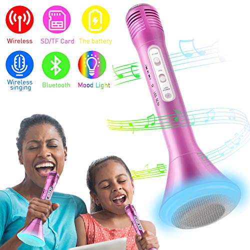 Product Cover Wireless Karaoke Microphone, Kids Microphone with Bluetooth Speaker, Karaoke Mic Portable Karaoke Player Machine for Girls Boys Home Party Music Singing Playing