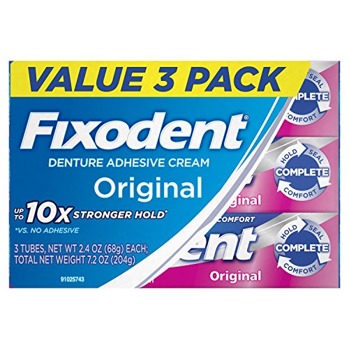Product Cover Fixodent Complete Original Denture Adhesive Cream, 2.4 Ounce, Pack of 3
