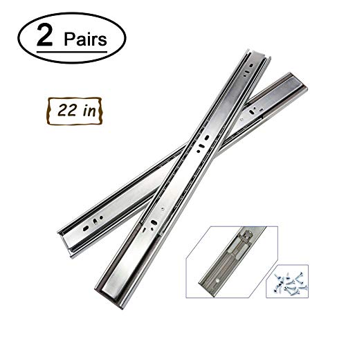 Product Cover 2 Pairs Soft Close Drawer Slides 22 inch Full Extension Ball Bearing Drawer Slides - LONTAN 4502S3-22 Side Mount Drawer Rails 100 LB Capacity Dresser Drawer Runners