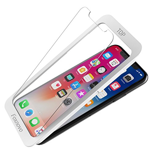 Product Cover iPhone XS Screen Protector [3 Packs], Foxnovo iPhone X Tempered Glass Screen Protector with Install Frame Anti Scratch Glass Protector 3D Touch Clear Screen Protectors for Apple iPhone X 5.8 Inch