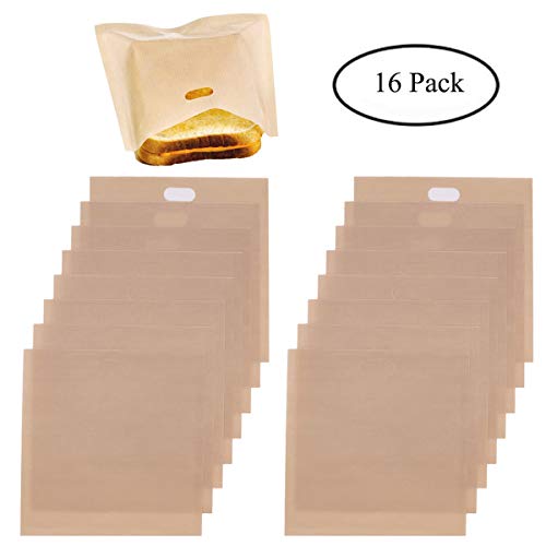 Product Cover Homezal Non Stick Reusable Toaster Bags, 6.5 x 6.3 Inch, Beige, Pack of 16
