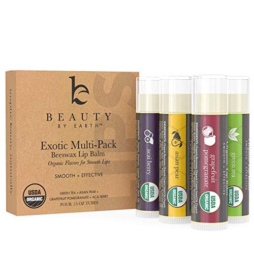 Product Cover Organic Lip Balm Flavor Pack - 4 Tubes of Natural Lip Balm, Lip Moisturizer, Lip Treatment for Dry Lips, Lip Care Gifts for Women or Men, Lip Repair, Organic Chapstick for Soft Lips, Stocking Stuffers