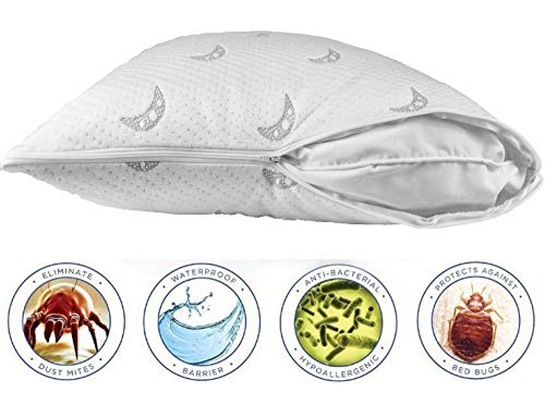 Product Cover Sleep Stature Premium Zippered Pillow Protector - Waterproof Hypoallergenic Pillow Cover - Bed Bugs and Dust Mite Pillow Protector. Standard Size - 20 x 28 Inches