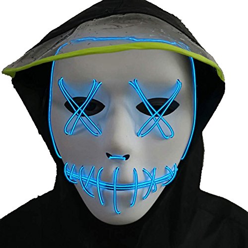 Product Cover Halloween Mask,LED Masks Glow Scary Mask Light Up Cosplay Mask Rave Mask for Festival Music Party Parties Costume Christmas