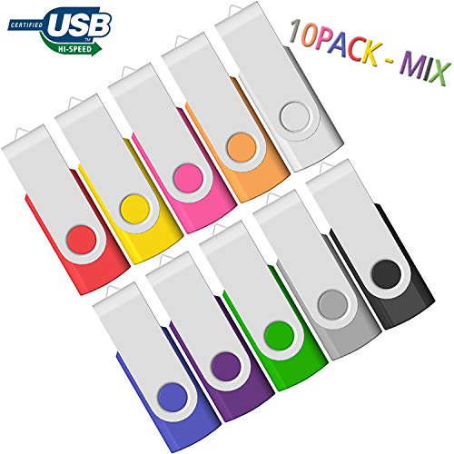 Product Cover 32GB USB Flash Drive 10 Pack, USB Drives 32GB JBOS Memory Stick Swivel Gig Stick USB2.0 Pendrive, Thumb Drives 10 Pack, Zip Drive, Jump Drive, 32GB USB (Mixed Colors)