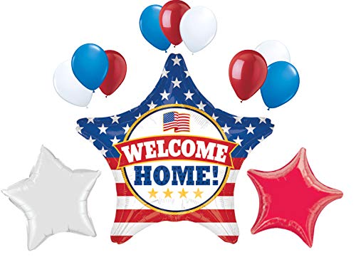 Product Cover Welcome Home 28 Inch Patriotic USA Military Armed Forces Star Balloon Party Decoration Set. Red White and Blue Balloons. by PartyBox!