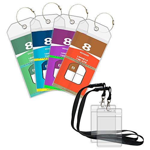 Product Cover Cruise Luggage Tags Suitcase Labels 4 Pack Cruise Tags & 2 Cruise Lanyard ID Holder Zip Seal and Reusable Steel Loops