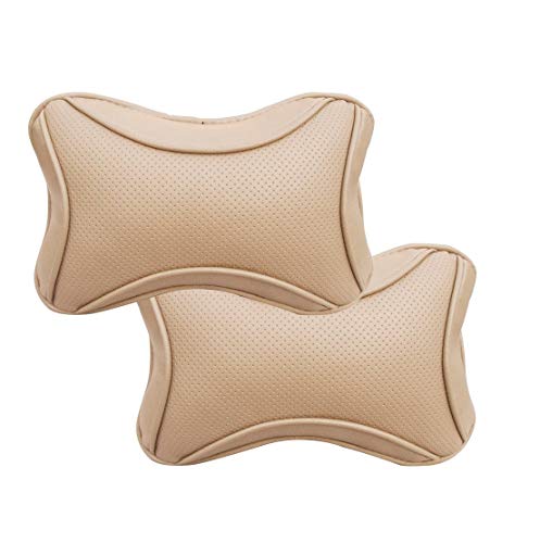 Product Cover Kozdiko Car Neck Rest Dotted Beige Pillow Cushion Set of 2 Pcs