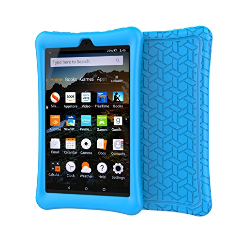 Product Cover BMOUO Silicone Case for All-New Amazon Fire HD 8 2018 / 2017 - Anti Slip Light Weight Shock Proof Kids Friendly Protective Case for Fire HD 8 Tablet (7th and 8th Generation, 2017 and 2018 Release) , Blue