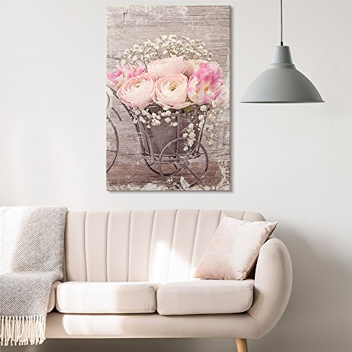 Product Cover wall26 - Canvas Wall Art - Vintage Style Pink Roses and White Flowers - Giclee Print Gallery Wrap Modern Home Decor Ready to Hang - 16x24 inches