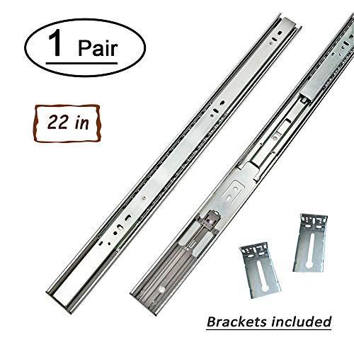 Product Cover 1 Pair 22 Inch Side/Rear Mount Soft Close Drawer Slides Full Extension 3 FOLD Drawer Glides - LONTAN 4502S3-22 Drawer Slides Bottom Mount Heavy Duty 100 LB Drawer Runners with Rear Mounting Brackets