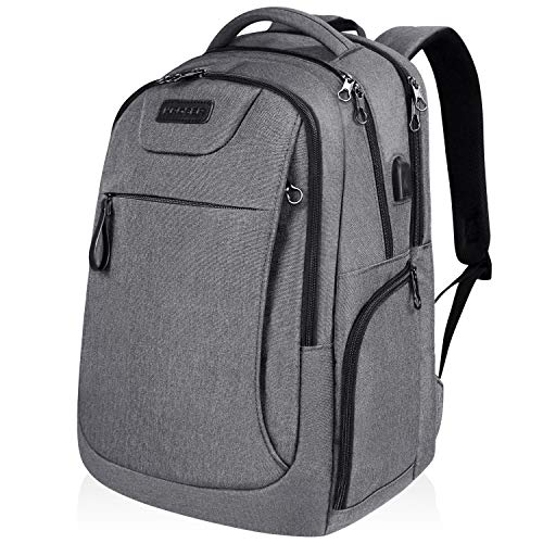 Product Cover KROSER Laptop Backpack for 17.3 Inch Laptop Anti-Theft Large Computer Backpack with USB Charging Port Water-Repellent Casual Daypack for Travel/Business/School/College/Men/Women-Grey
