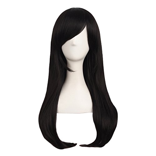 Product Cover MapofBeauty 24 Inch/60cm Side Bangs Stylish Long Great Wavy Curly Cosplay Party Wig(Brownish Black)