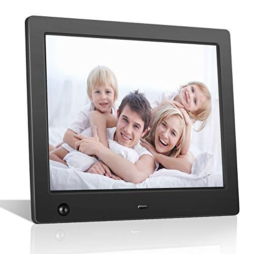 Product Cover FLYAMAPIRIT Digital Picture Frame 8 inch Electronic Photo Frame with Motion Sensor and High Resolution 1024x768 IPS LCD/1080P 720P Video Player/Stereo/MP3/Calendar/Time/Remote