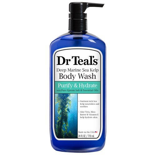 Product Cover Dr Teal's Deep Maritime Hydrating Sea Kelp Body Wash with Epsom Salts and Essential Oils 24 Ounce- 4 Pack