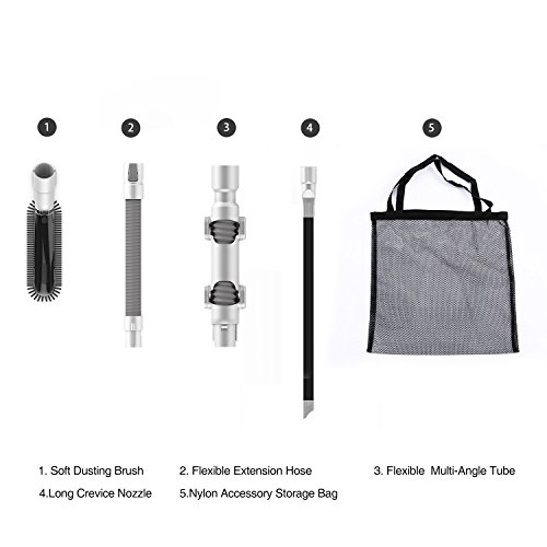 Product Cover Tineco A10 & A11 Accessories KIT: Soft Dusting Brush, Flexible Multi-Angle Tube, Flexible Extension Hose, Long Crevice Nozzle, Nylon Accessory Storage Bag
