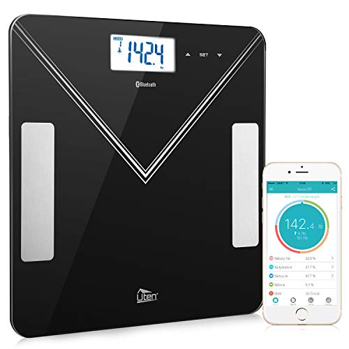 Product Cover Uten Bluetooth Body Fat Scale - Smart Digital BMI Scale, Bathroom Wireless Weight Scale, Body Composition Analyzer with Smartphone App 400 lbs - Black