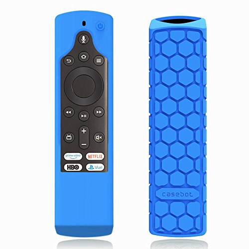 Product Cover CaseBot Silicone Case for Fire TV Edition Remote - Honey Comb Series [Anti Slip] Shock Proof Cover for Amazon All-New Insignia/Toshiba 4K Smart TV Voice Remote/Element Smart TV Voice Remote, Blue