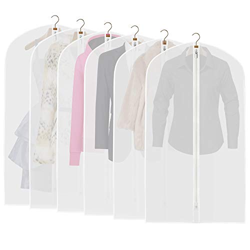 Product Cover ETERNLEAF Garment Bags Clear 24'' x 43'' Suit Bags (Pack of 6) Garment Covers with Full Zipper for Closet Storage and Travel [Upgraded]