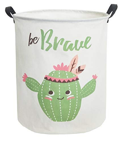 Product Cover CLOCOR Large Storage Basket,Canvas Fabric Waterproof Storage Bin Collapsible Laundry Hamper for Home,Kids,Toy Organizer(Cartoon Cactus)