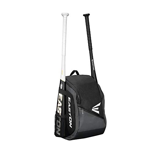 Product Cover EASTON GAME READY Youth Bat & Equipment Backpack Bag | Baseball Softball | 2020 | Black | 2 Bat Pockets | Vented Main Compartment | Vented Shoe Pocket | Valuables Pocket | Fence Hook