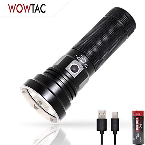 Product Cover WOWTAC A4 V2 Ultra-Thrower USB Rechargeable Flashlight, LED Flashlight 1895 High Lumens Handheld Tactical Flashlight with CREE XHP35 HI 617 yards for Camping,Emergency(26650 Battery Included)-NW