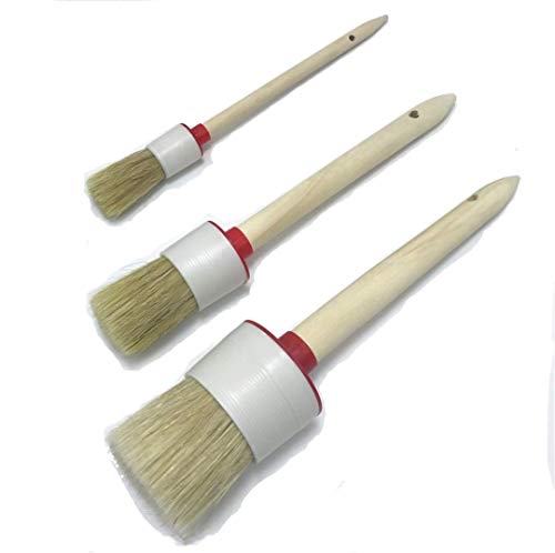 Product Cover Chalk Paint Wax Brush Round Stencil Brushes DIY Art Crafts Paint Brush for Chalk Waxing Art Home Decor (Set of 3))