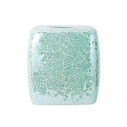 Product Cover Whole Housewares Mosaic Glass Tissue Holder Decorative Tissue Cover Square Box (Turquoise)
