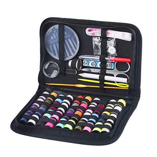 Product Cover 130 Mini Sewing Kit, Southsun DIY Premium Sewing Supplies for Kids, Beginner, Travel, Emergency with Scissors, Thimble, Thread, Needles, Tape Measure, Carrying Case and Accessories