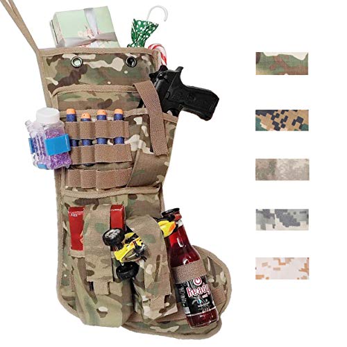Product Cover Beyond Your Thoughts New Tactical Christmas Stockings US Military with MOLLE Gear Webbing Durable Christmas Ornament for Family Decorations Multicam Camo (1 Pack)