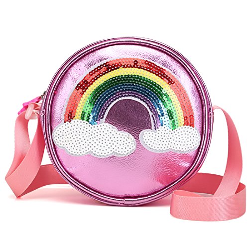 Product Cover LA CHA Kids Purses for Little Girls Rainbow Glitter Crossbody Handbags
