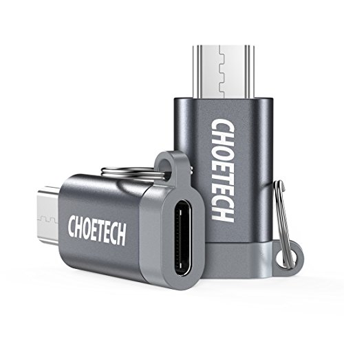 Product Cover CHOETECH USB C to Micro USB Adapter, 2 Pack Converts Type C Female to Micro USB Male Connector Support Charge & Data Sync Compatible with Samsung Galaxy S7/S7 Edge, Nexus 5/6 and Micro USB Devices