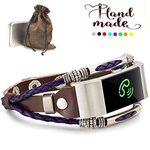 Product Cover Marval.P Compatible with Fitbit Charge 2 Bands, Handmade Leather DIY Band, Replacement Bracelet Strap, Wristbands with Size, Fashion Wrist Band Straps