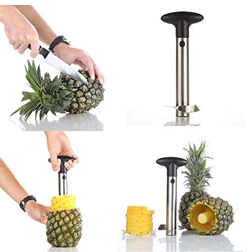 Product Cover Super Z Outlet Stainless Steel Pineapple Corer Slicer Peeler [Upgraded, Reinforced, Thicker Blade] for Diced Fruit Rings All in One Pineapple Tool Peeler