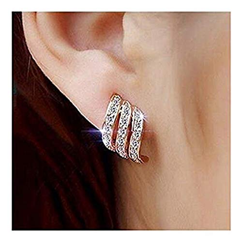 Product Cover Clearance! Lady Elegant Rose Gold Diamond-studded Curving Ear Stud Exquisite Earrings for Women Wedding Jewelry
