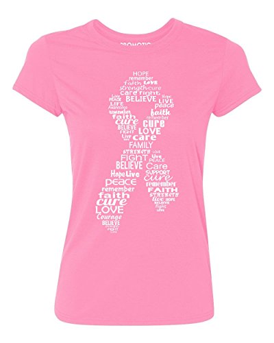 Product Cover Promotion & Beyond White Ribbon Breast Cancer Awareness Women's T-Shirt, 2XL, Azalea Pink