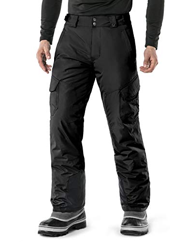 Product Cover TSLA Men's Snow Pants Windproof Ski Insulated Water-Repel Rip-Stop Bottoms, Snow Cargo(ykb83) - Black, Medium [Waist 32-33 Inch]