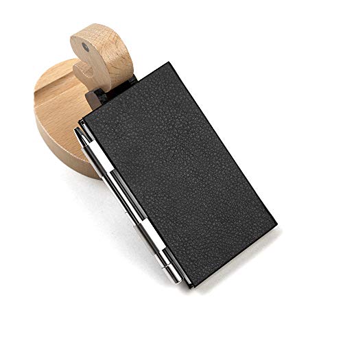 Product Cover MF Pockees Leather Pocket Notepad Steel Case Holder with Pen and Refillable Paper for To Do Lists and Note Jotting - the Diamond