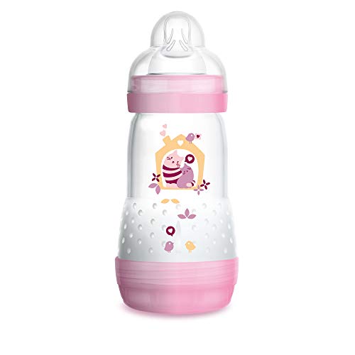Product Cover MAM Easy Start Anti-Colic Bottle 9 oz (1-Count), Baby Essentials, Medium Flow Bottles with Silicone Nipple, Baby Bottles for Baby Girl, Pink