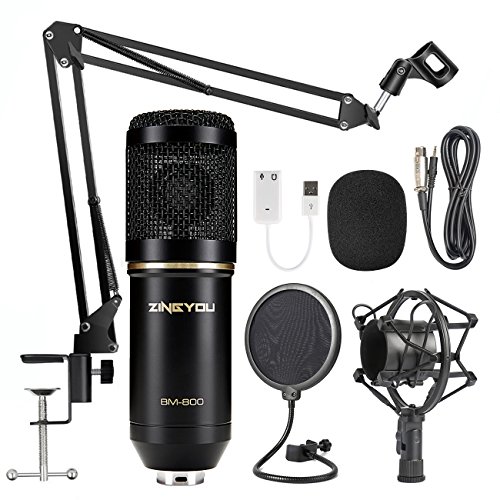 Product Cover ZINGYOU Condenser Microphone Bundle, BM-800 Mic Set for Studio Recording & Brocasting (Microphone Kit (Black))