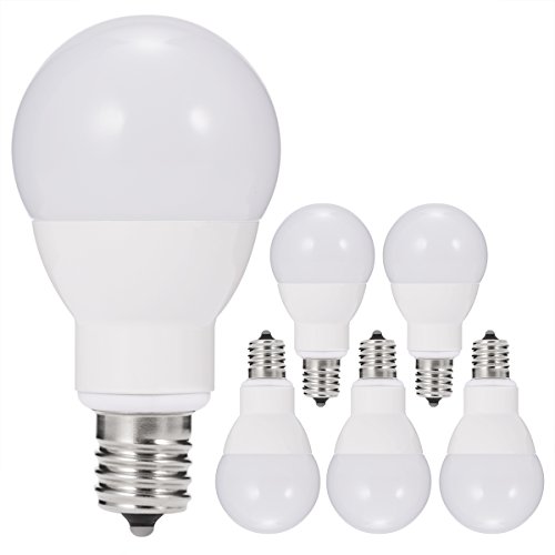 Product Cover JandCase E17 Globe Light Bulbs, 40W Equivalent, 5W, 450 Lumens, Daylight White 5000K, Slender G14 LED Bulbs for Ceiling Fan, Headboard Reading Light, Intermediate E17 Base, 6 Pack