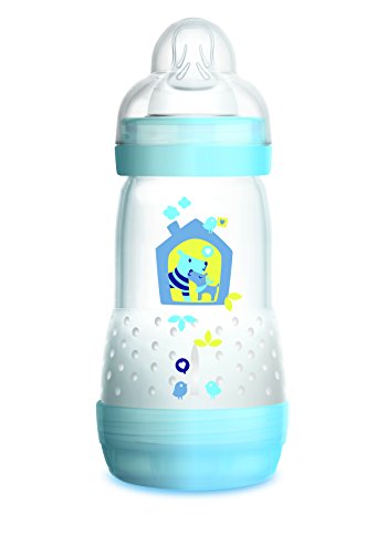 Product Cover MAM Easy Start Anti-Colic Bottle 9 oz (1-Count), Baby Essentials, Medium Flow Bottles with Silicone Nipple, Baby Bottles for Baby Boy, Blue