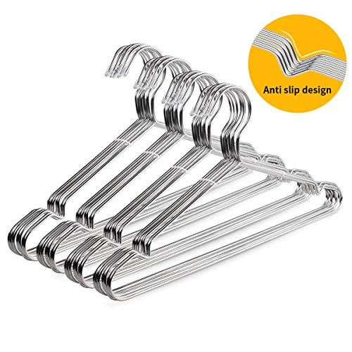 Product Cover OIKA Clothes Hangers 40 Pack Suit Hangers Stainless Steel Strong Metal Hangers 16.5 Inch for Heavy Duty Coat Hangers