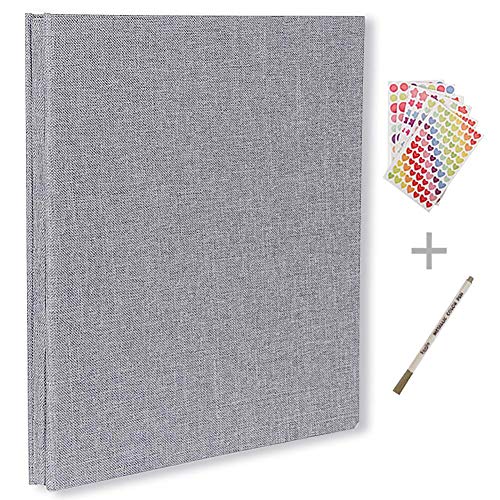Product Cover Self Adhesive Photo Album Magnetic Scrapbook Album 40 Pages Hardcover Length 11 x Width 10.6 (inches) with Photo Album Storage Box DIY Accessories Kit (Grey)