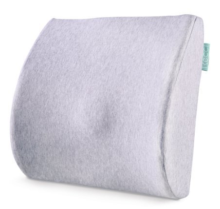 Product Cover RECCI Ergonomic Lumbar Pillow - 100% Pure Memory Foam Back Cushion for Office Chair, Car, Bed, Sofa, Couch, Back Support Pillow for Back Pain Relief, 13.8×13×4.7 inch, Grey